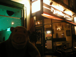 Mr Monkey outside Pizza Paradiso