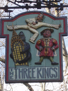 The sign outside the Three Kings - Henry VIII, Elvis and King Kong