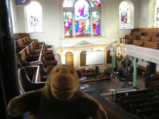 Mr Monkey in the upper gallery at St. James