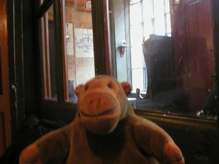 Mr Monkey inside the Jerusalem Tavern