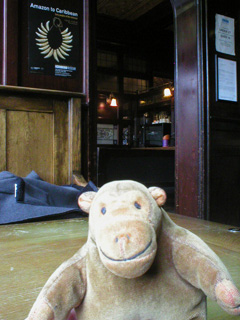 Mr Monkey in the bar of the Crown and Greyhound