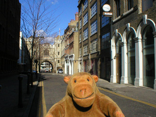 Mr Monkey walking down St. John's Lane