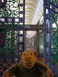 Mr Monkey examining the doors to one of the aisles off the Grand Arcade