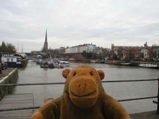 Mr Monkey towards St Mary Redcliffe from the Prince Street Bridge
