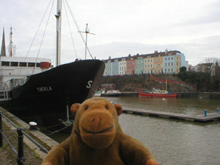 Mr Monkey looking at the prow of the Thekla