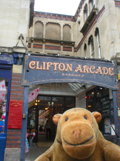 Mr Monkey outside Clifton Arcade