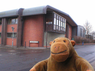Mr Monkey looking at the Aardman Animation building