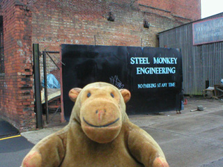 Mr Monkey outside Steel Monkey Engineering