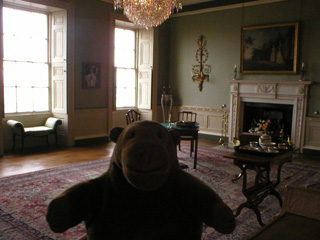 Mr Monkey in the drawing room of the Georgian house