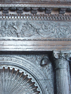 Carving on a Tudor oak panel