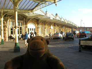 Mr Monkey outside Temple Meads station