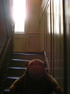 Mr Monkey walking down the staircase at 36 Craven Street