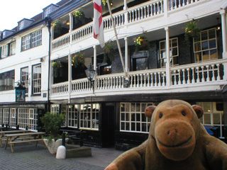 Mr Monkey looking at the George Inn