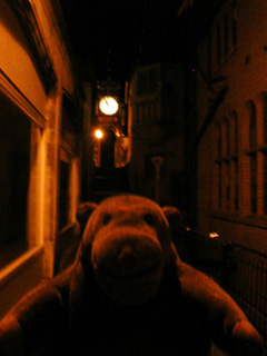 Mr Monkey walking towards Eastgate along the walls