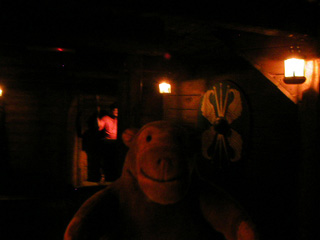 Mr Monkey inside a recreated Roman galley