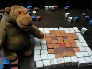 Mr Monkey with his human's attempt at a mosaic monkey face