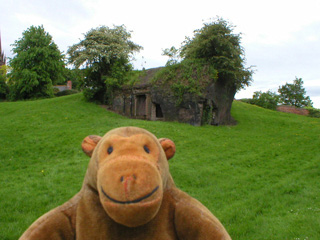 Mr Monkey approaching Chester's shrine to Minerva