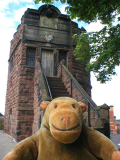 Mr Monkey in front of King Charles tower