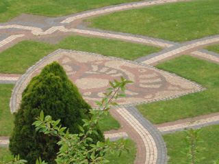 The tiled labyrinth in the Water Tower gardens