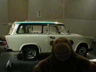 Mr Monkey with a Trabant car