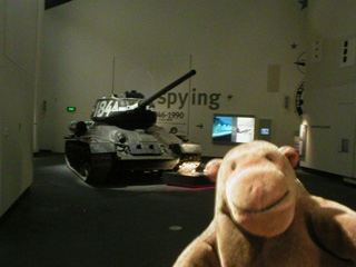 Mr Monkey approaching a T-34 tank