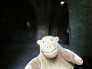 Mr Monkey in the light from the doorway to the ground floor of the Kings Tower