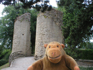 Mr Monkey walking towards the East Gate of Knaresborough Castle