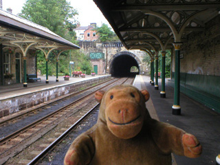 Mr Monkey looking at a pair of Manchester poems