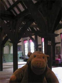 Mr Monkey looking at a train at Leeds station