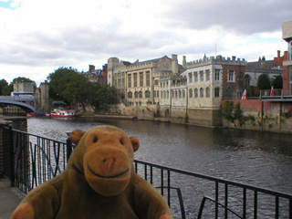 Mr Monkey looking up the Ouse from beside the Ouse Bridge