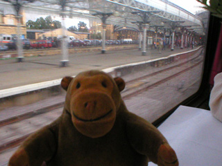Mr Monkey arriving at York station