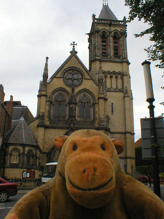 Mr Monkey outside St Wilfrid's church