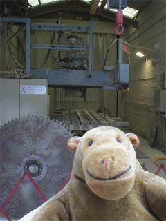 Mr Monkey looking at a Van Voorden stone saw