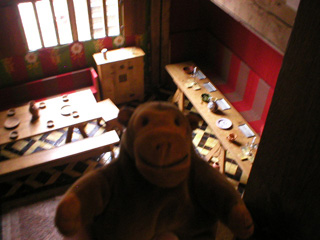 Mr Monkey looking down into the great hall