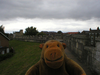 Mr Monkey looking back at Walmgate Bar from Fishergate