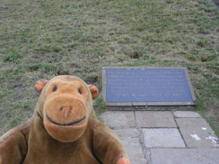 Mr Monkey looking at the Jewish monument outside Clifford's Tower