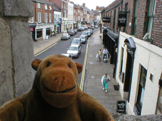 Mr Monkey looking at Micklegate from Micklegate Bar