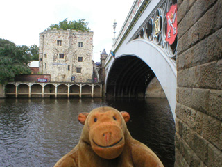 Mr Monkey looking across the Ouse at Lendal Tower