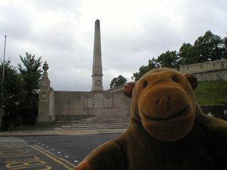 Mr Monkey looking at the Railway Workers Memorial