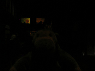 Mr Monkey in a very dark street