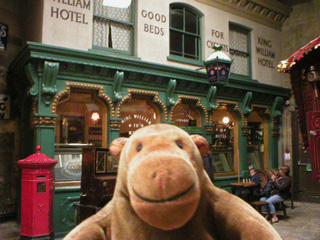 Mr Monkey outside the King William IV pub