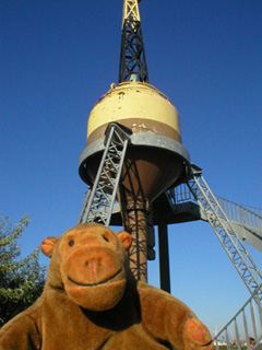 Mr Monkey looking at a navigation buoy