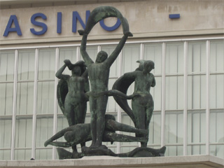 The sculpture on the front of the casino