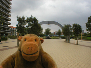 Mr Monkey walking through De Panne