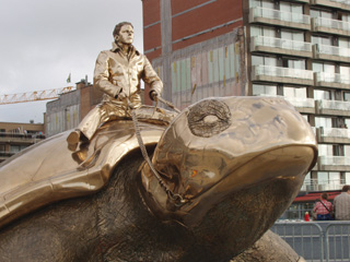 The head of a giant turtle