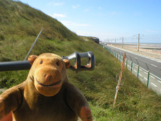 Mr Monkey looking along the road at one of the main bunkers