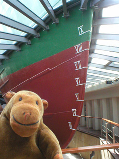 Mr Monkey at the bow of the Amandine