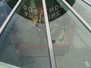 A view down into the museum at the stern