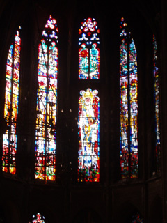 Stained glass in the apse of the church