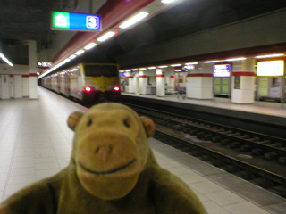 Mr Monkey in the railway station under Brussels airport